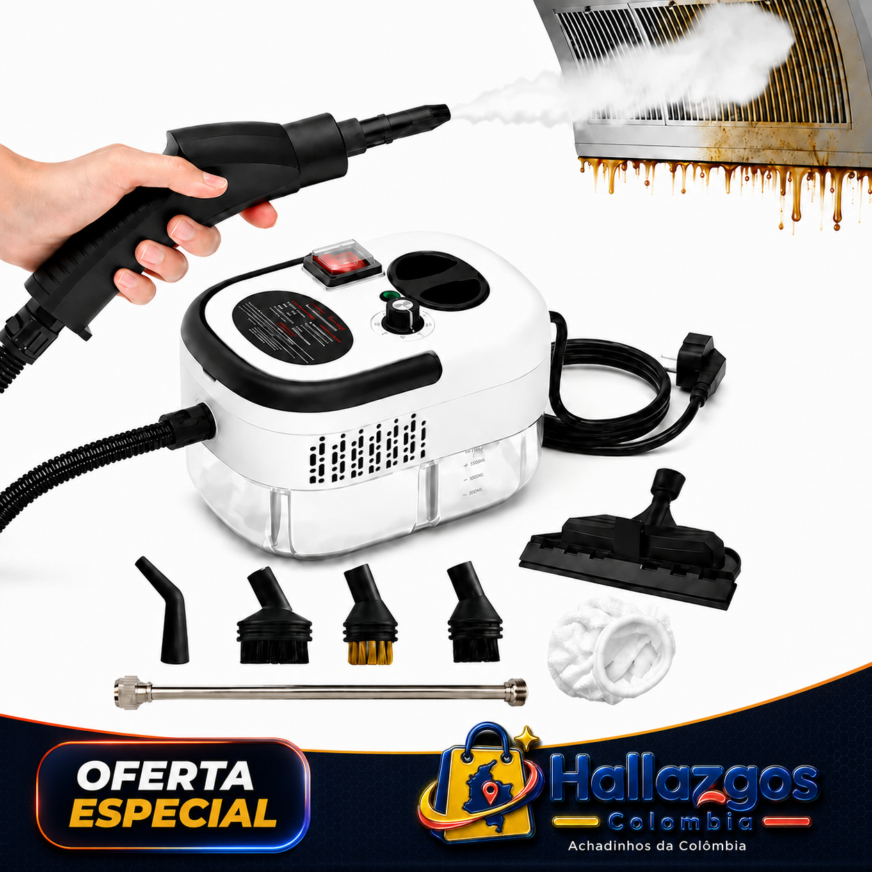 Limpiador Vapor Eléctrico Presurizado Multiusos con 9 Accesorios – Oferta Especial 50% OFF 🎁